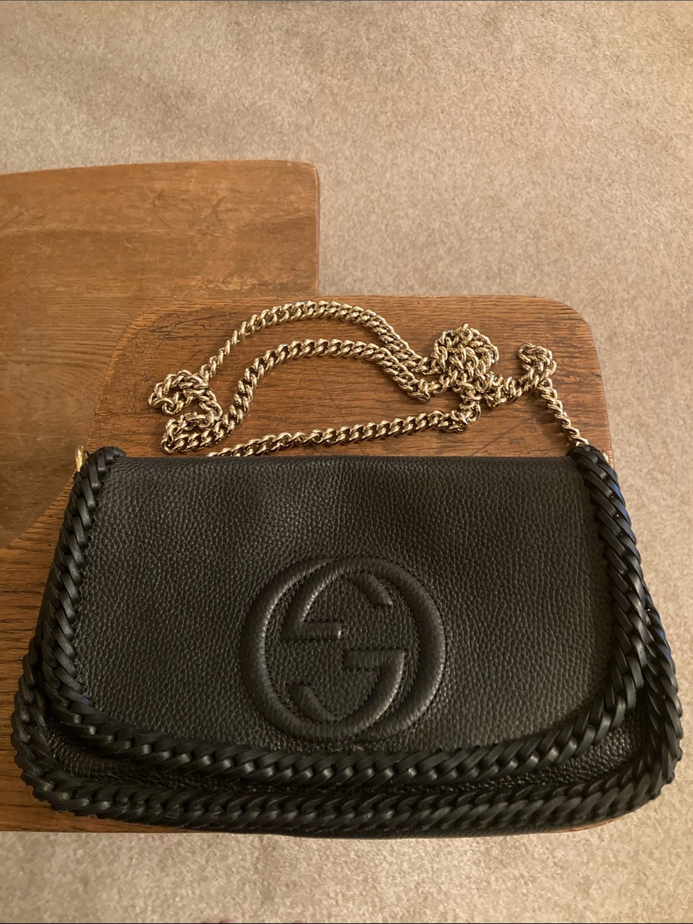 Vintage Boho Gucci GG Crossbody with Chain Strap & Dust Bag Like New!